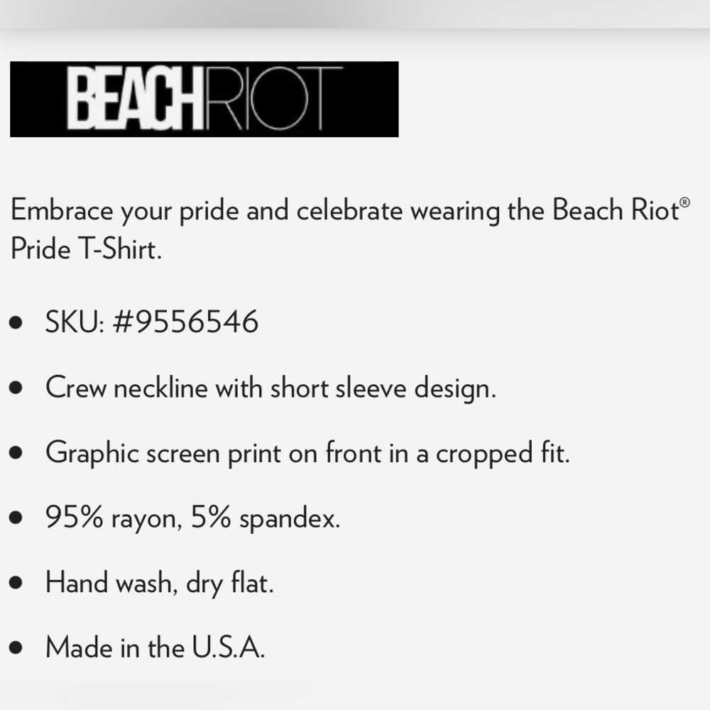 Beach Riot PROUD Rainbow Graphic Crew Neck Crop T Shirt Women’s Large - Picture 12 of 12